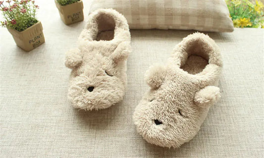 Home Cartoon Dog Plush Soft Slippers